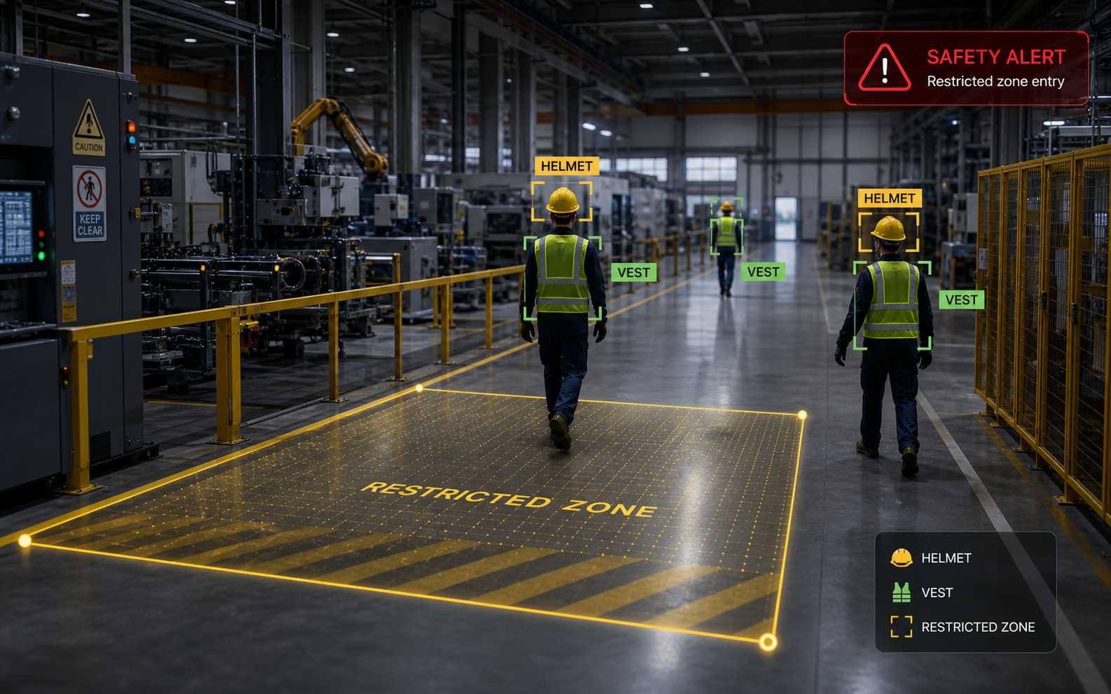 Factory floor safety monitoring for a major manufacturer interface preview